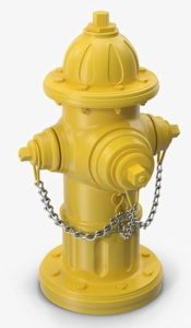 picture of a yellow fire hydrant with a white background.